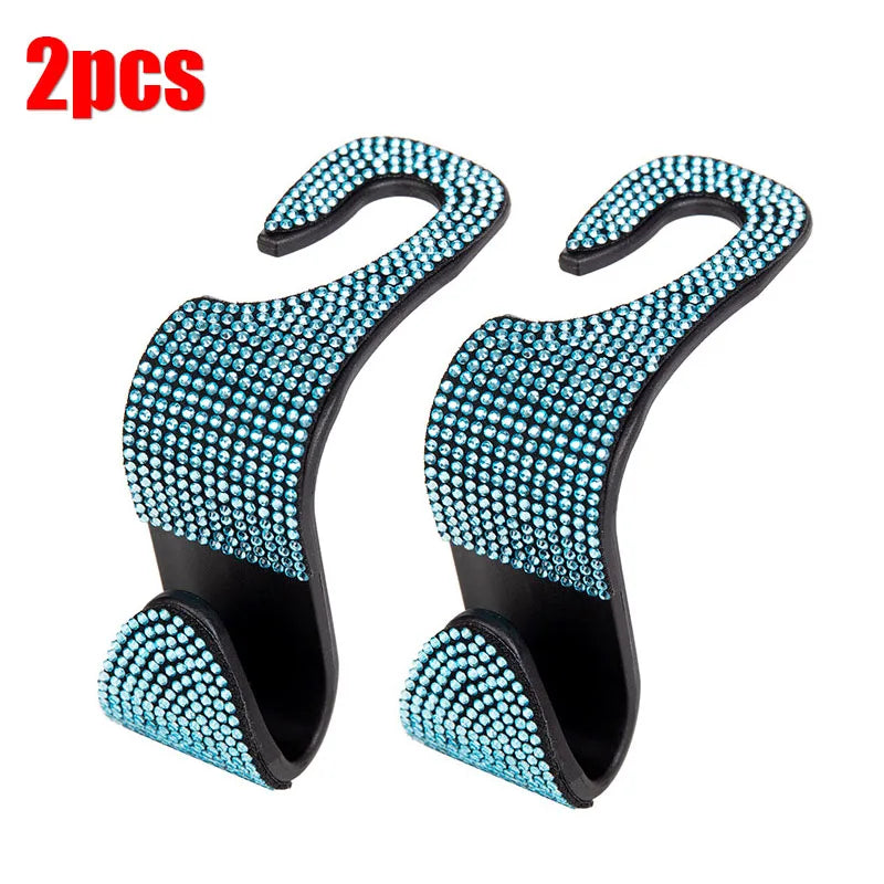 2Pcs Bling Diamond Car Seat Back Hook Hanger